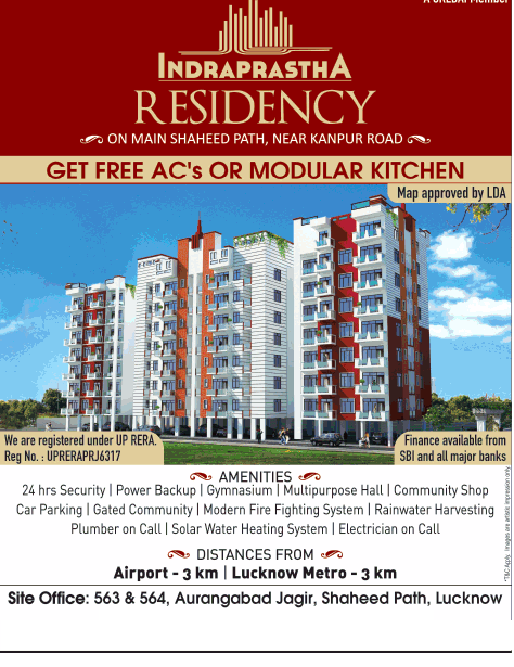 Get free Ac's or modular kitchen at Indraprastha Residency in Lucknow